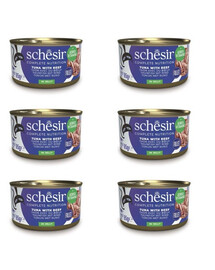 SCHESIR Thon et bœuf en gelée pour chats 6×85 g