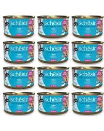 SCHESIR Thon au bouillon pour chats, 12 x 85 g