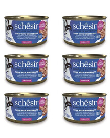 SCHESIR Thon avec sprats en bouillon pour chats 6×85 g