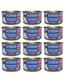 SCHESIR Thon avec sprats en bouillon pour chats 12x85 g