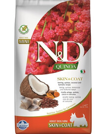 FARMINA N&D Quinoa Dog Skin & Coat Adult Mini hareng & coco 2,5 kg + FARMINA N&D Quinoa Dental Treat Skin & Coat Herring Mini 60 g (7 pcs) GRATUIT