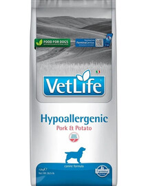 FARMINA Vet Life Hypoallergenic Pork & Potato Dog 12 kg croquettes pour chiens adultes allergiques + 2 × FARMINA Vet Life Dental Treat Hypoallergenic Pork Medium/Maxi 100 g (7 pcs) GRATUIT