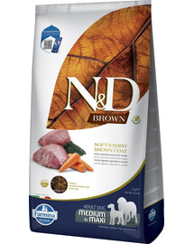 FARMINA N&D Brown Dog Adult Medium & Maxi 7 kg agneau, spiruline & carotte pour chiens adultes + FARMINA N&D Brown Dental Treat Coat Lamb Medium/Maxi 100 g (7 pcs) GRATUIT