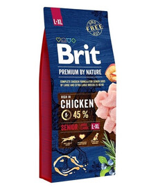 BRIT Premium By Nature Senior Large Extra Large L+XL - Poulet pour chiens âgés de grandes et très grandes races - 15 kg