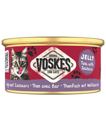 VOSKES Jelly Tuna with Seabass 6 x 85 g : 100 % thon et bar en gelée, aliment complémentaire pour chat