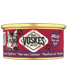 VOSKES Jelly Tuna with Squid 24 x 85 g : 100 % thon et calmar en gelée, aliment complémentaire pour chat