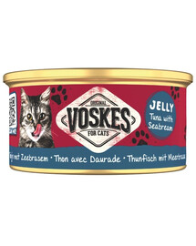VOSKES Jelly Tuna with Seabream 12 x 85 g : 100 % thon et dorade en gelée, aliment complémentaire pour chat
