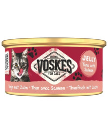 VOSKES Jelly Tuna with Salmon 24 x 85 g : 100 % thon et saumon en gelée, aliment complémentaire pour chat