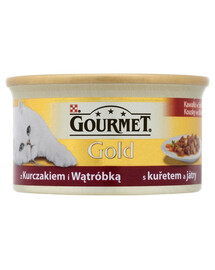 GOURMET Gold Émincés Poulet & foie, pâtée pour chat 85 g