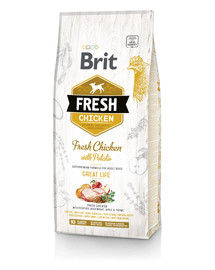 BRIT Fresh chicken with potato adult great life - Poulet frais & pommes de terre pour chiens adultes - 12 kg