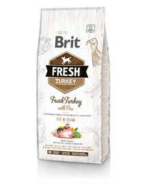 BRIT Fresh turkey with pea light fit & slim - Dinde fraîche & pois pour chiens peu actif ou en surpoids - 12 kg