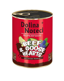 DOLINA NOTECI Premium SuperFood - cœurs de bœuf et d'oie pour chiens adultes - 800 g