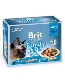 BRIT Premium Dinner Plate Gravy - Sachets en sauce pour chats aux saveurs variées - 1,2 kg (12x85 g)
