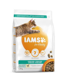 IAMS for Vitality Sterilised nourriture pour chats adultes après stérilisation avec du poulet 1,5 kg