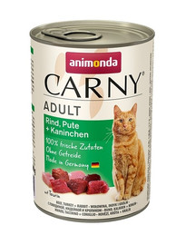 ANIMONDA Carny Boeuf, Dinde et Lapin 400 g