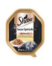 SHEBA Sauce Speciale 85 g avec de la dinde, du poulet et des légumes