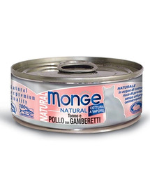 MONGE Natural Cat Thon avec Poulet et Crevettes 80g