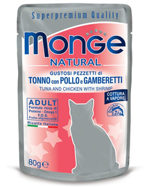 MONGE Cat Thon avec poulet et crevettes 80 g