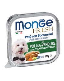 MONGE Fresh Dog Pâtée de poulet aux légumes pour chiens 100 g