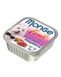 MONGE Fruit Dog - Pâtée de poulet et framboises - 100 g