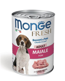 MONGE Fresh Dog Croquettes pour chien porc en pâte 400g