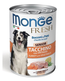 MONGE Fresh Nourriture pour chien senior Dinde en pâtée 400g