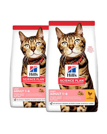 HILL'S Science Plan Light Adult Chicken Aliments secs au poulet pour chats stérilisés 20 kg (2x10 kg)
