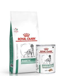 ROYAL CANIN Vet Diabetic Aliments secs pour chiens diabétiques adultes 12 kg + Diabetic Special Low Carbohydrate Aliments humides 12x410 g