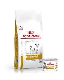 ROYAL CANIN Urinary Small Pour chiens de petite race souffrant de troubles des voies urinaires inférieures 8 kg + Urinary 12 x 200g
