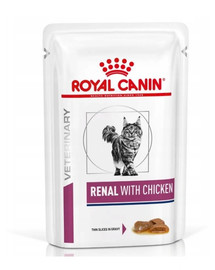 ROYAL CANIN Renal Feline poulet 24 x 85 g aliments humides pour chats souffrant d'insuffisance rénale chronique