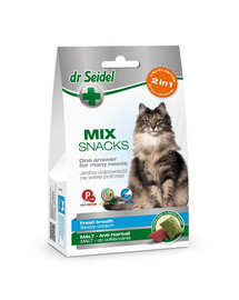 DR SEIDEL Friandises Mix 2‑en‑1 haleine fraîche & malt pour chats 60 g