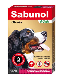 DR SEIDEL Sabunol GPI Collier antiparasitaire (puces & tiques) pour chiens 50 cm couleur rose