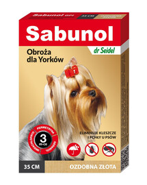 DR SEIDEL Sabunol Collier antiparasitaire pour Yorkshires et petits chiens 35 cm couleur or