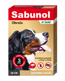 DR SEIDEL Sabunol GPI Collier antiparasitaire (puces & tiques) pour chiens 50 cm couleur or