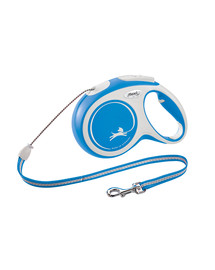 FLEXI Laisse New Comfort Cordon M 8m bleu avec blanc