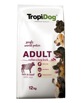 TROPIDOG Premium Adult M&L Beef&Rice 12kg