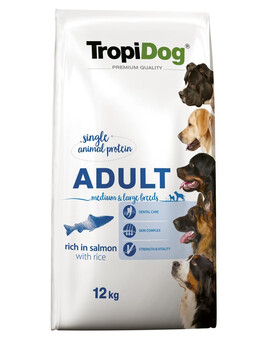TROPIDOG Premium Adult M&L Salmon&Rice 12kg