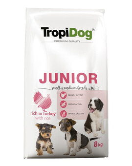 TROPIDOG Premium Junior S&M Turkey&Rice 8kg