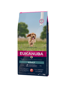 EUKANUBA Adult - pour chiens adultes de petites et moyennes races à base de saumon et d'orge - 12 kg
