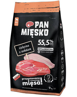 PAN MIĘSKO - Veau et dinde pour chiens de taille moyenne - 9 kg