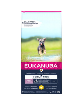 EUKANUBA Puppy Grain Free S/M - riche en poulet pour chiots de petite et moyenne taille - 12 kg