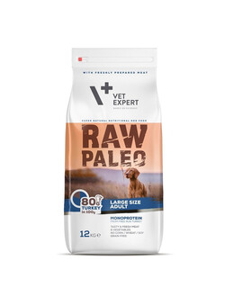 VETEXPERT RAW PALEO Adult Large turkey - croquettes de dinde pour chiens adultes de grandes races - 12 kg