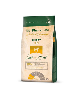 FITMIN Dog Mini Puppy Lamb&Beef 12 kg au agneau et boeuf pour les chiots de petite race