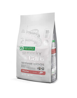 NATURES PROTECTION Superior Care White Dogs Grain Free Salmon Starter All Breeds - 10 kg - au saumon pour chiots à pelage blanc