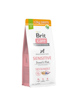 BRIT Care Sustainable Sensitive - 12+2 kg - avec insectes et poissons pour chiens adultes au pelage sensible
