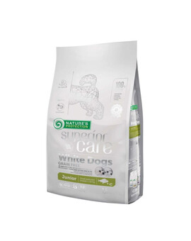 NATURES PROTECTION Superior Care White Dogs Grain Free White Fish Junior Small and Mini Breeds - 1,5 kg - avec poisson blanc pour chiots de petites races à pelage blanc