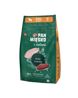 PAN MIĘSKO - aux herbes, dinde et canard pour chiens de races moyennes - M 3 kg