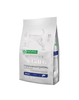 NATURES PROTECTION SUPERIOR CARE Hypoallergenic Grain Free Salmon Adult All Breeds - 1,5 kg - au saumon pour chiens sensibles à pelage blanc souffrant d'allergies