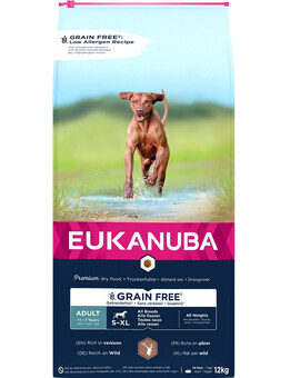 EUKANUBA Grain Free S-XL - viandes de gibier sans céréales pour chiens adultes - 12 kg