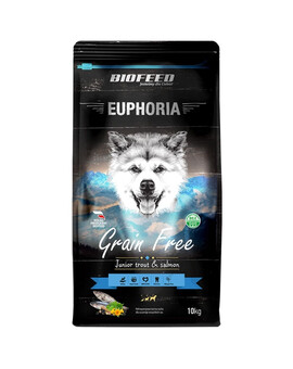 BIOFEED EUPHORIA Gluten Free Truite et saumon mono-protéines pour jeunes chiens de moyennes et grandes races 10 kg